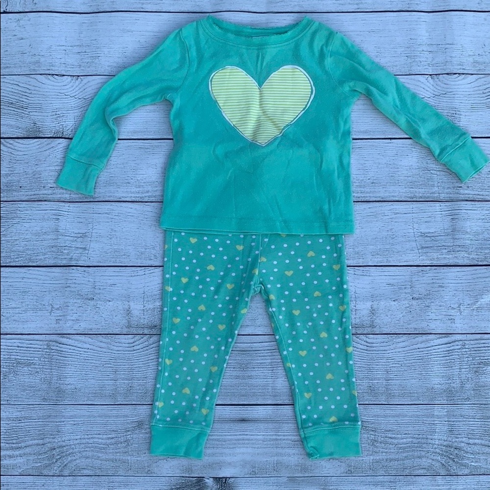 Circo Teal Heart Pajama Set size 18M